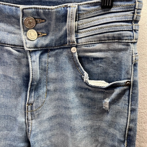 KanCan Skinny Double Button Jeans Womens 1/24 Blue Denim Stretch Cute Chic 2160 - Picture 3 of 10